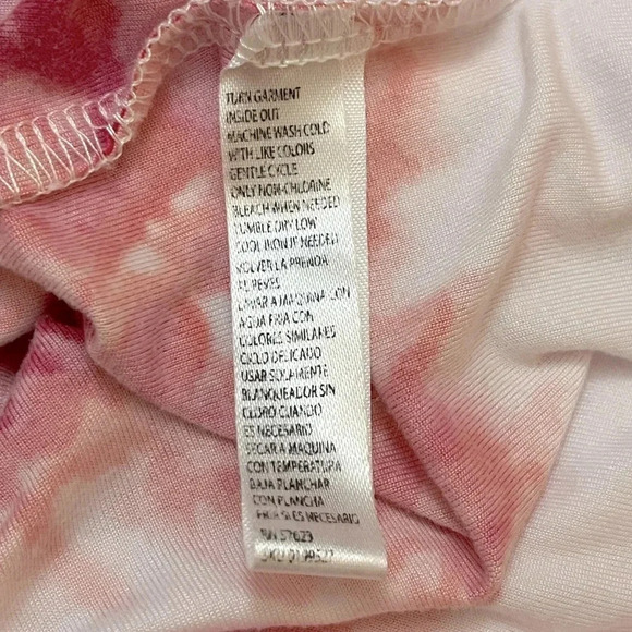 Just Be Tie Dye Romper Shorts Loungewear Pajamas Stretchy Soft Pink White Medium - Picture 7 of 10